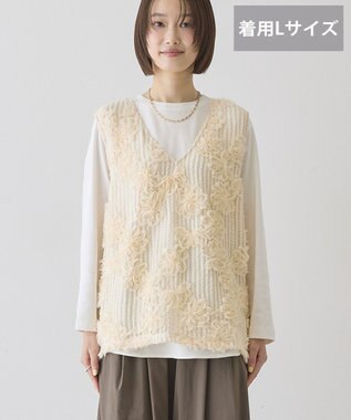 AMERICAN HOLIC 【選べる丈】Ｖネックレースベスト Ivory