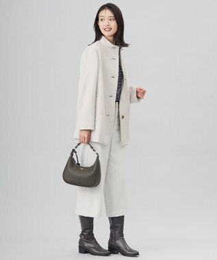 J.PRESS LADIES L ショートビーバー ボトルネック コート ベージュ系
