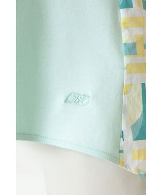 DAKS チェック切替 デザインブラウス シーグラス