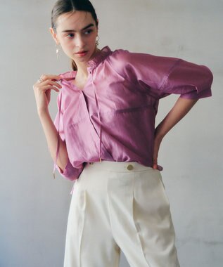 YECCA VECCA バルーンスリーブシアーシャツ Pink