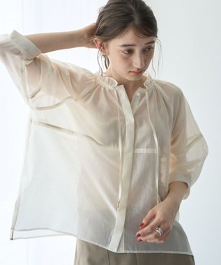 YECCA VECCA バルーンスリーブシアーシャツ Off White