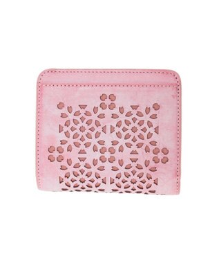 genten 【新色】フラッターカットワーク 二つ折り財布 サクラピンク