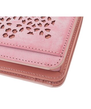 genten 【新色】フラッターカットワーク 二つ折り財布 サクラピンク