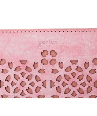 genten 【新色】フラッターカットワーク 二つ折り財布 サクラピンク