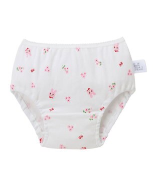 MIKI HOUSE HOT BISCUITS 【90-120cm】 プリント柄ショーツ 白×ピンク