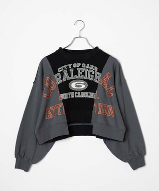 WEGO リメイク風切り替えショートスウェット スミクロ