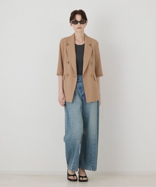 GRACE CONTINENTAL シアーハーフスリーブジャケット ベージュ