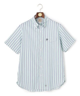 J.PRESS MEN 【Aero Weave】クールマックスサッカー ストライプ シャツ / B.D. グリーン系1