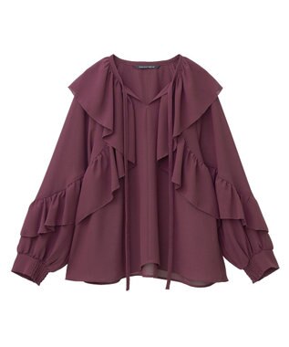 YECCA VECCA シアーラッフルブラウス Wine