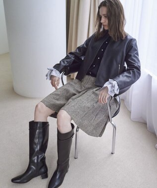 YECCA VECCA バックフリルライダースジャケット Black