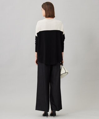 ICB 【洗える】ヴィスコースワイド プルオーバー トープ×ブラック系