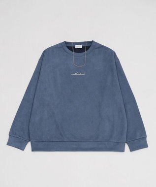 WEGO 【ユニセックス着用ITEM/2点SET/MLサイズ展開】アクセ付きフェイクスウェードプルオーバー サックス