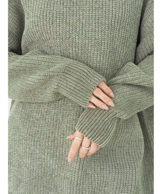 earth music&ecology シャイニーベロアモールチュニック Green