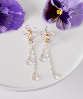 Maison de FLEUR クリアフラワーイヤリング Clear