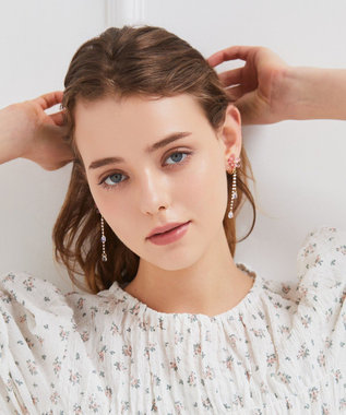 Maison de FLEUR クリアフラワーイヤリング Pink