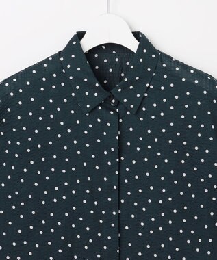 自由区 【WEB&一部店舗限定・サラリ触感】コットンサッカープリント シャツ ネイビー×オフ