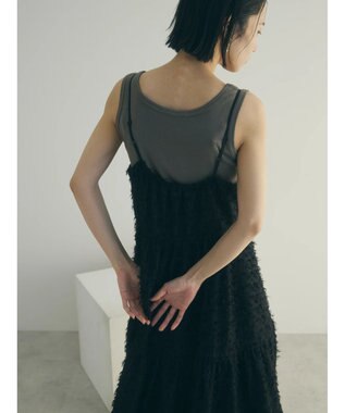 Green Parks armonia.フェザージャガードキャミワンピース Black