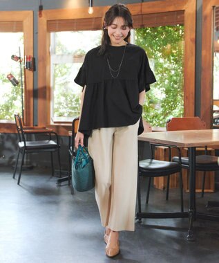 Tiaclasse 【新色追加】ギャザー切り替えフレアプルオーバー ブラック