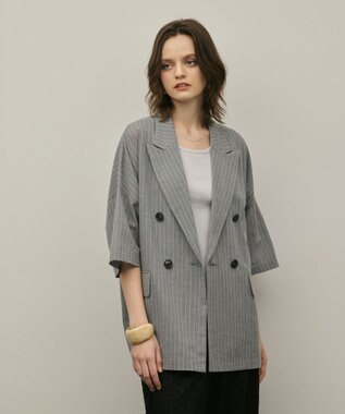 GRACE CONTINENTAL ドルマンテーラードジャケット ストライプ