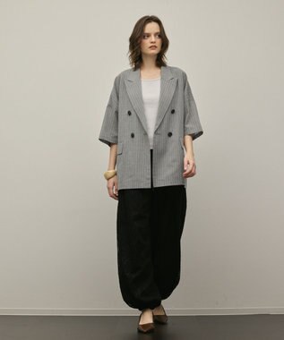 GRACE CONTINENTAL ドルマンテーラードジャケット ストライプ