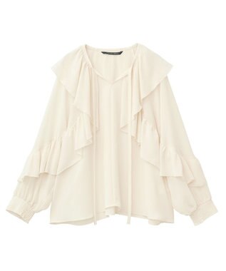 YECCA VECCA シアーラッフルブラウス Ivory
