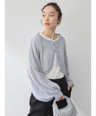earth music&ecology リボンメッシュボレロ Light Gray