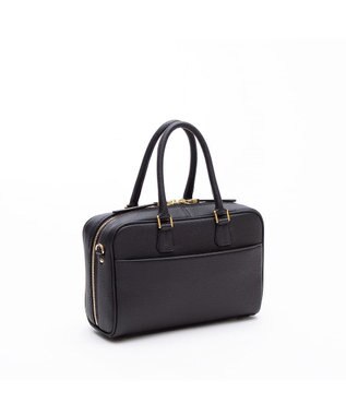 A.D.M.J. 【牛革】モーツァルト/バイカラーボストン25cm(ショルダーストラップ付) BLACK×BLACK