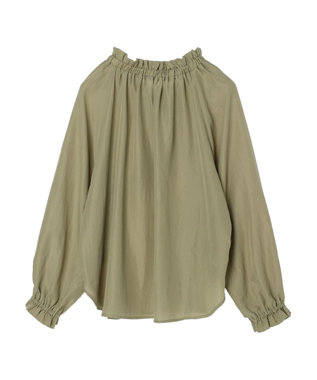 Green Parks スタンドフリルボウタイブラウス Green