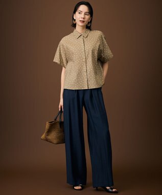 自由区 L 【SHIHOさん着用・ご好評アイテム・新色追加・セットアップ対応】エアリーツイルワイド パンツ ［新色］ネイビー