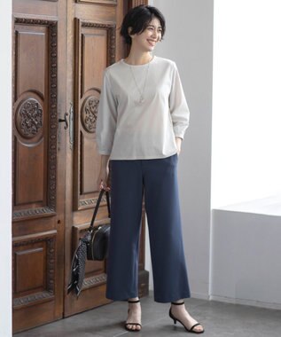 J.PRESS LADIES 【WEB限定カラーあり】T/Rアルガンシルク ワイド パンツ ダルブルー系