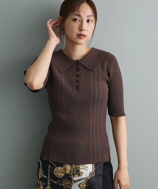 CRAFT STANDARD BOUTIQUE 半袖２ｗａｙリブポロニット Brown