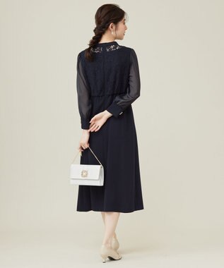 ANY SIS 【洗える】Nobleコンビ ドレス ネイビー