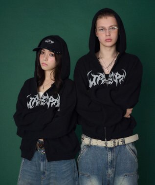 WEGO 【ユニセックス着用ITEM】ワッフルグラフィックカットZIPパーカー