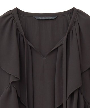 YECCA VECCA シアーラッフルブラウス Brown