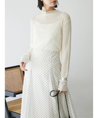 Green Parks AnriettMusee ラメ切替スリーブリブシアーニット Off White