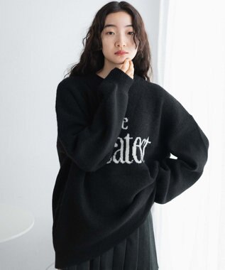 WEGO フラッフィーロゴジャガードニットプルオーバー ブラック