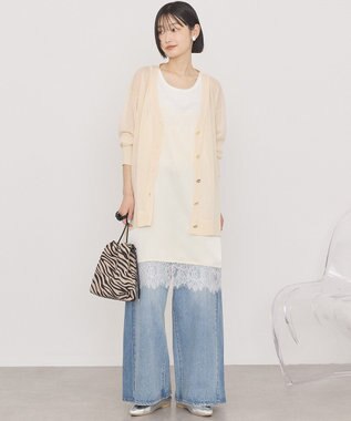 AMERICAN HOLIC メタルボタンシアーVネックカーディガン Ivory