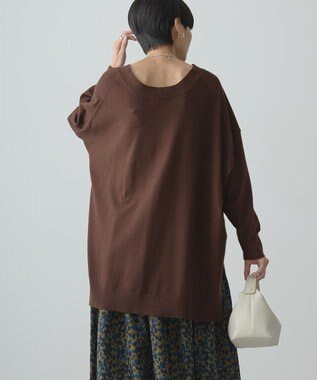 AMERICAN HOLIC バイパチＶネックロングニットプルオーバー Brown