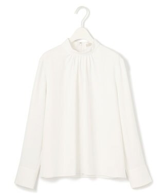 ICB 【洗える】ストレッチジョーゼット ハイネックブラウス オフホワイト系