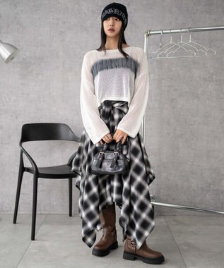 WEGO スプレーロゴジャガードメッシュニット ホワイト