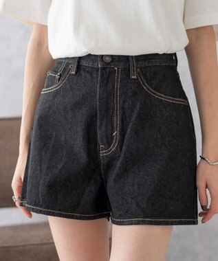 WEGO 台形デニムショートパンツ ブラック