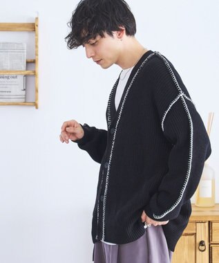 WEGO ハンドステッチカーディガン ブラック