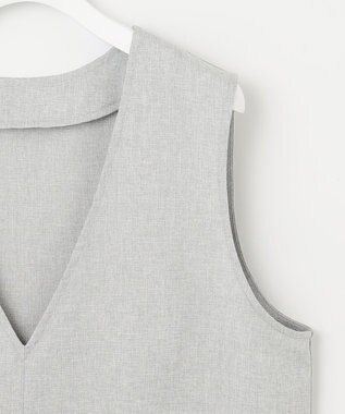 Feroux リネンライクVネック ベスト ライトグレー系