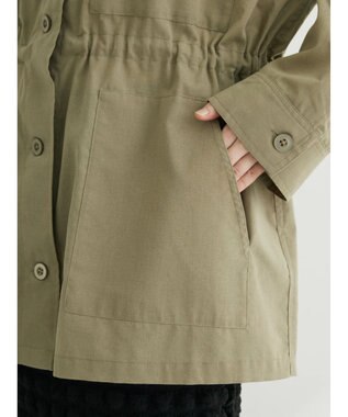 Green Parks 綿麻混ノーカラーブルゾン Light Khaki