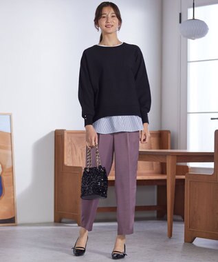 ANY SIS 【CICA加工・選べる9色展開】クルーネックバックスリット ニット 黒