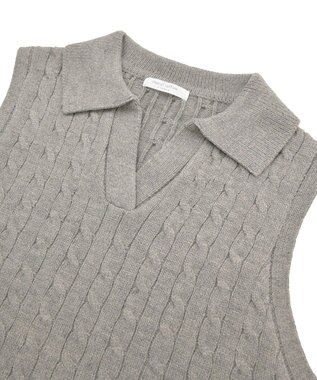 Green Parks ＳＥＴ２点ケーブルベスト＋ニットワンピース Gray