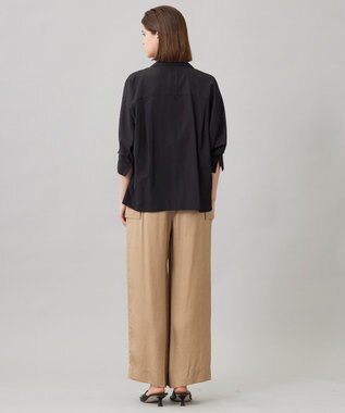 ICB 【接触冷感・UVケア・速乾・洗える】シルクエステルタフタ ブラウスジャケット ブラック系