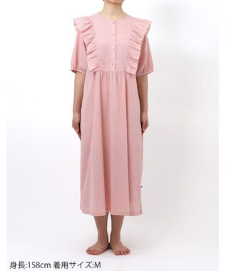 WACOAL ワコール_リラックス＆スリープ ネグリジェ 5分袖 半袖 綿100%(本体) 楊柳素材 ロング丈(ふくらはぎ付近) レディース KNT111 /ワコール ピンク