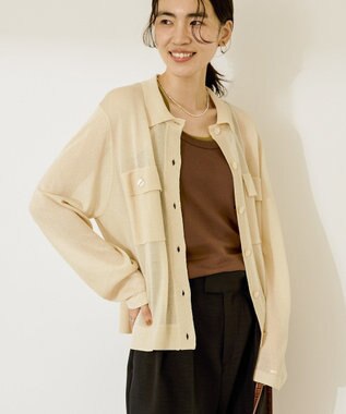 AMERICAN HOLIC シアー襟付きカーディガン Ecru