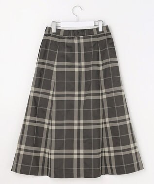 J.PRESS LADIES S ブロックチェックジャガード フレア スカート ブラック×ベージュ系